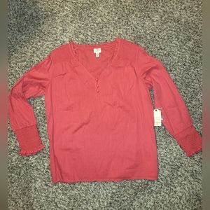 Red long sleeved top NWT